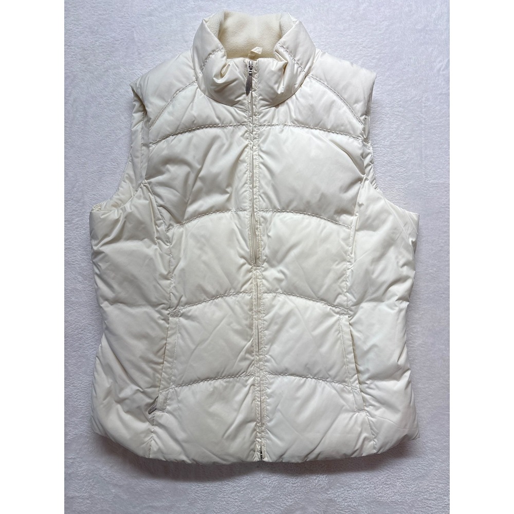 Eddie Bauer Goose Down Women's Size‎ L Puffer Vest Full Zip Beige